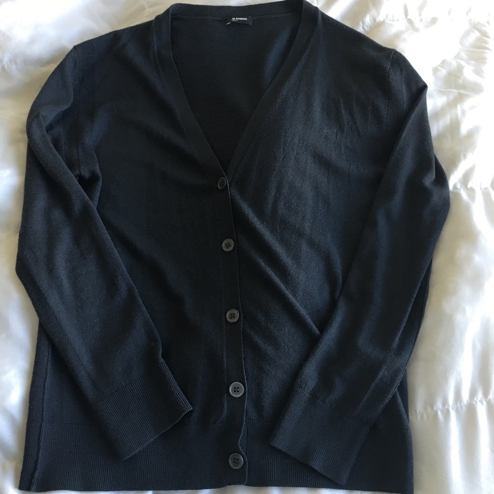 Jil Sander Navy Grey Cardigan